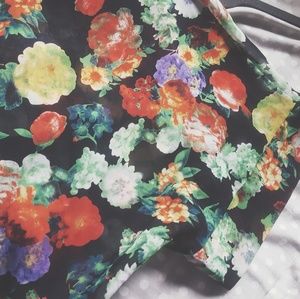 Black multi colored Kimono style flowers cardigan